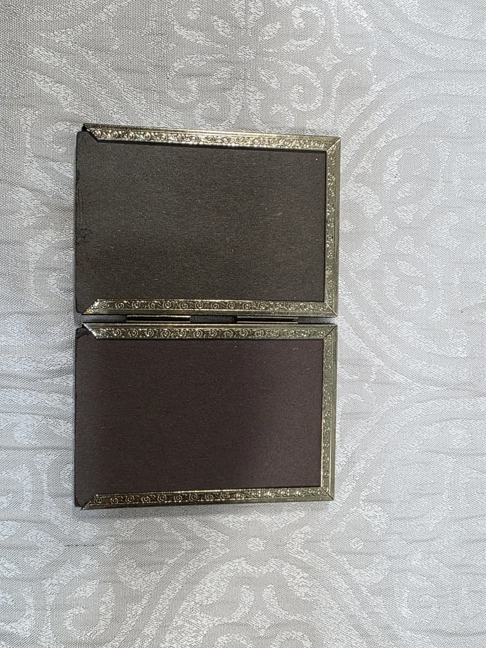 VTG MCM STANDING GOLD METAL TWO PHOTO HINGED FRAME